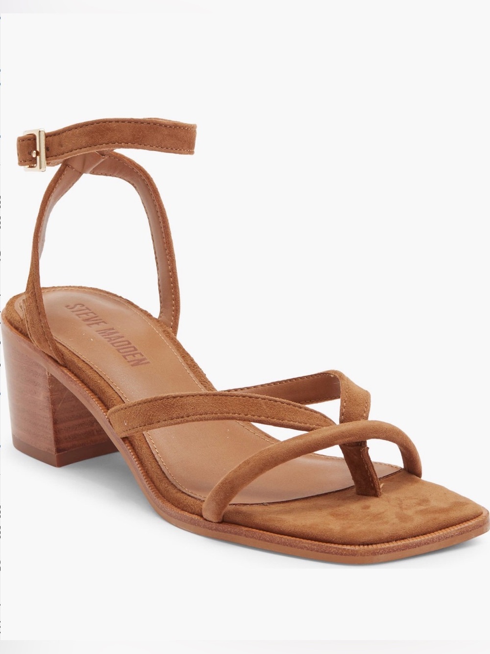 Steve Madden Tan Suede Strappy Block Heel Sandal